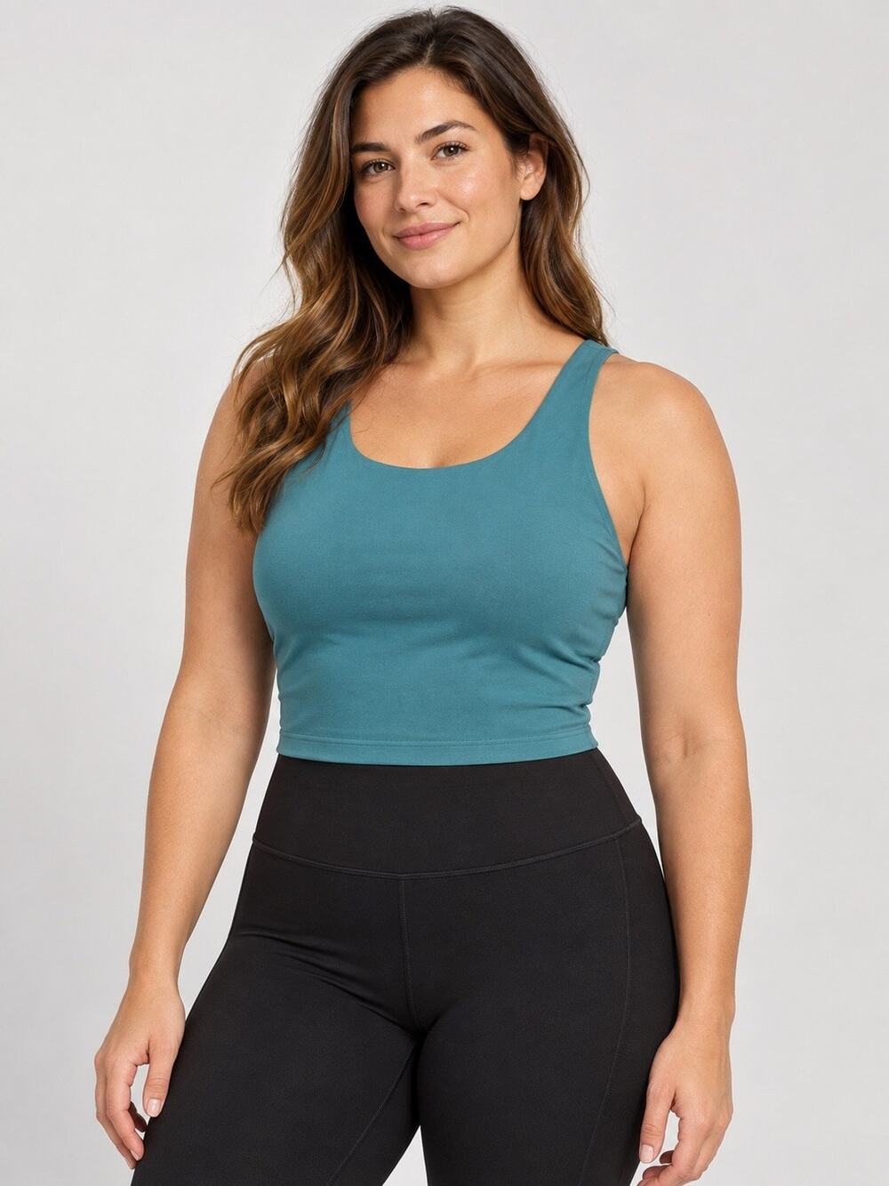 Athleta Conscious Crop Bra D-DD+ Medium Teal Powervita Racerback Yoga Tank